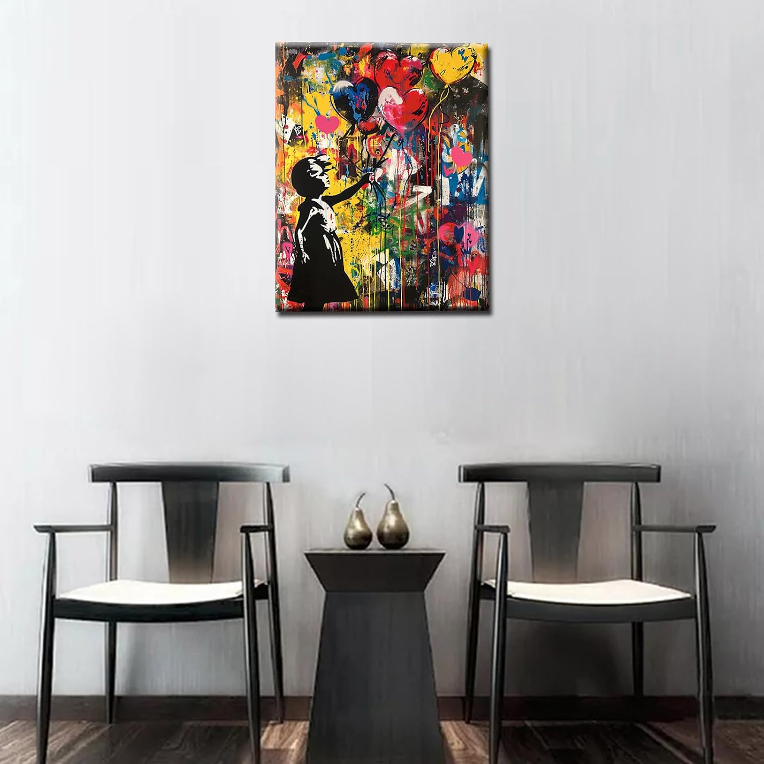 Tucocoo Street Art Girl Paint by Numbers Kits with Brushes and Acrylic Pigment on Canvas Painting for Adults, Banksy Colorful Balloon Graffiti Picture for Home Wall Decor Gifts 16''x20'' (DIY Framed)