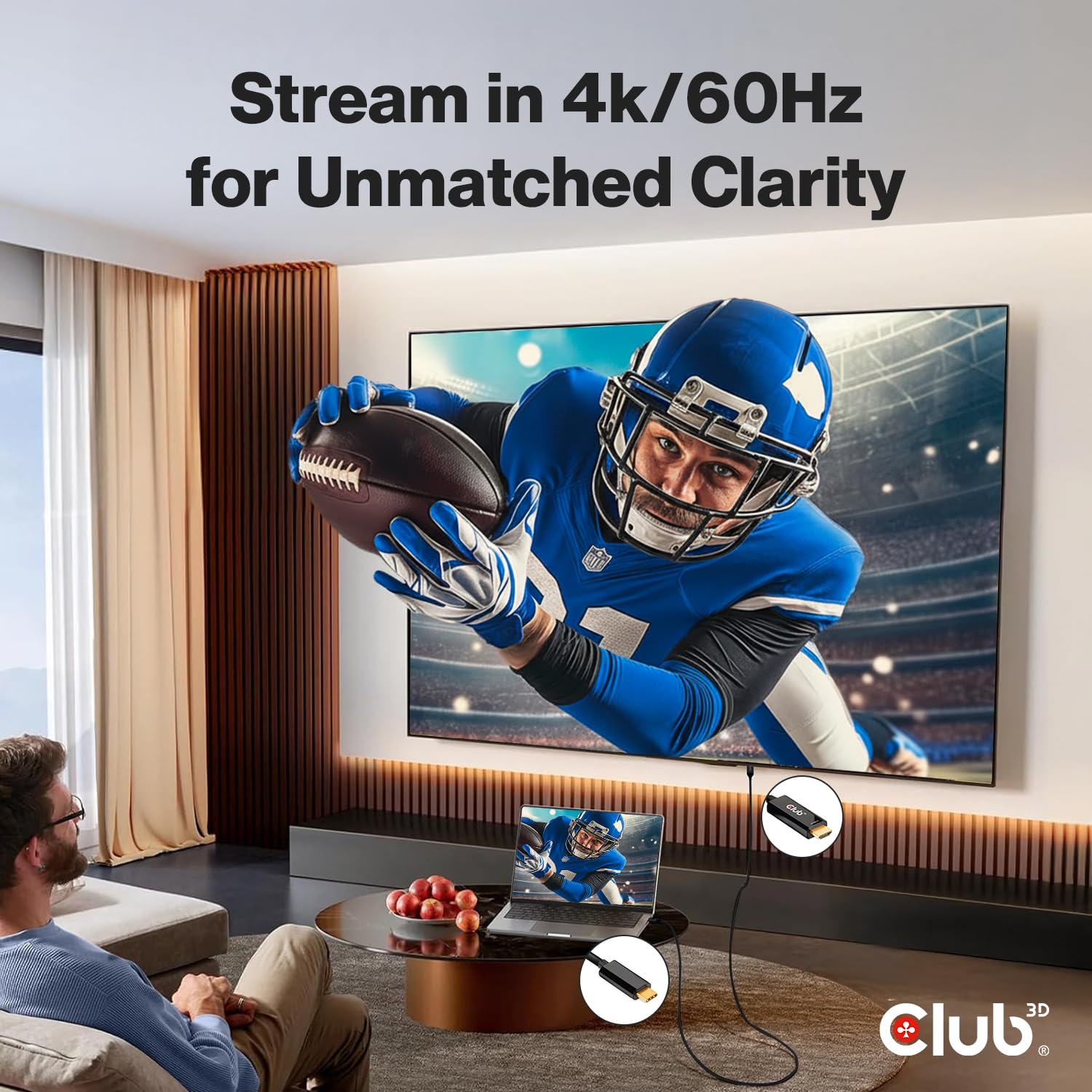 Club 3D CAC-1334 - Cavo video 4K 60Hz HDMI a USB tipo C (maschio) per monitor attivo, 1,8 m