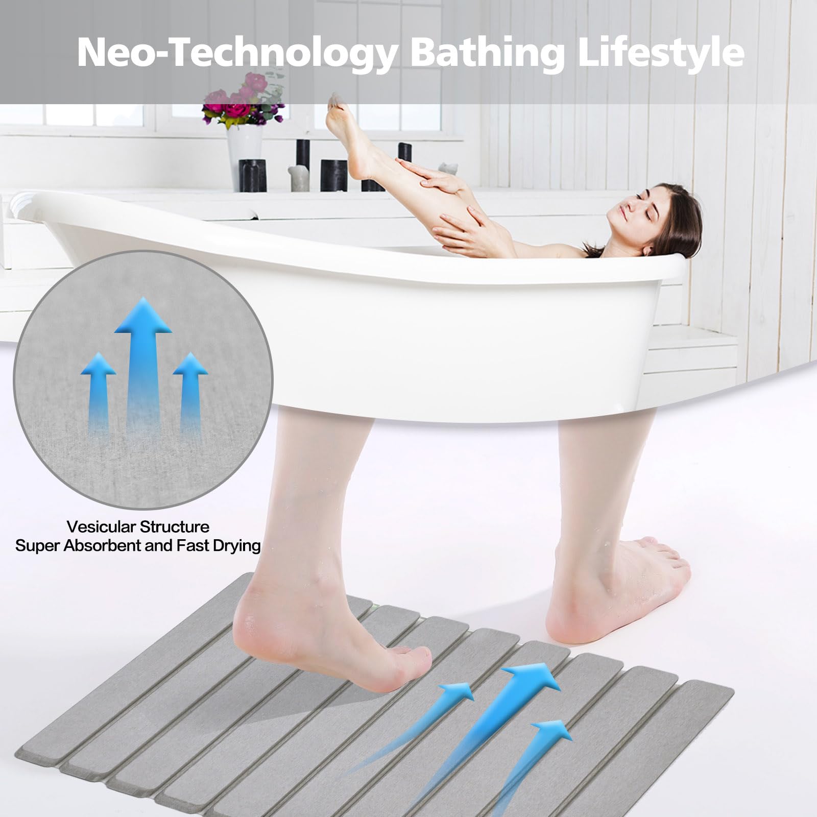 Diatomite Tappeto Tappetino Super Assorbente,Tappeto Bagno Diatomite,Microfibra Tappeto Assorbente,Tappeto Bagno Antiscivolo Tappetino Doccia Asciugatura Rapida, Per Tappetino Per Bagno In Pietra