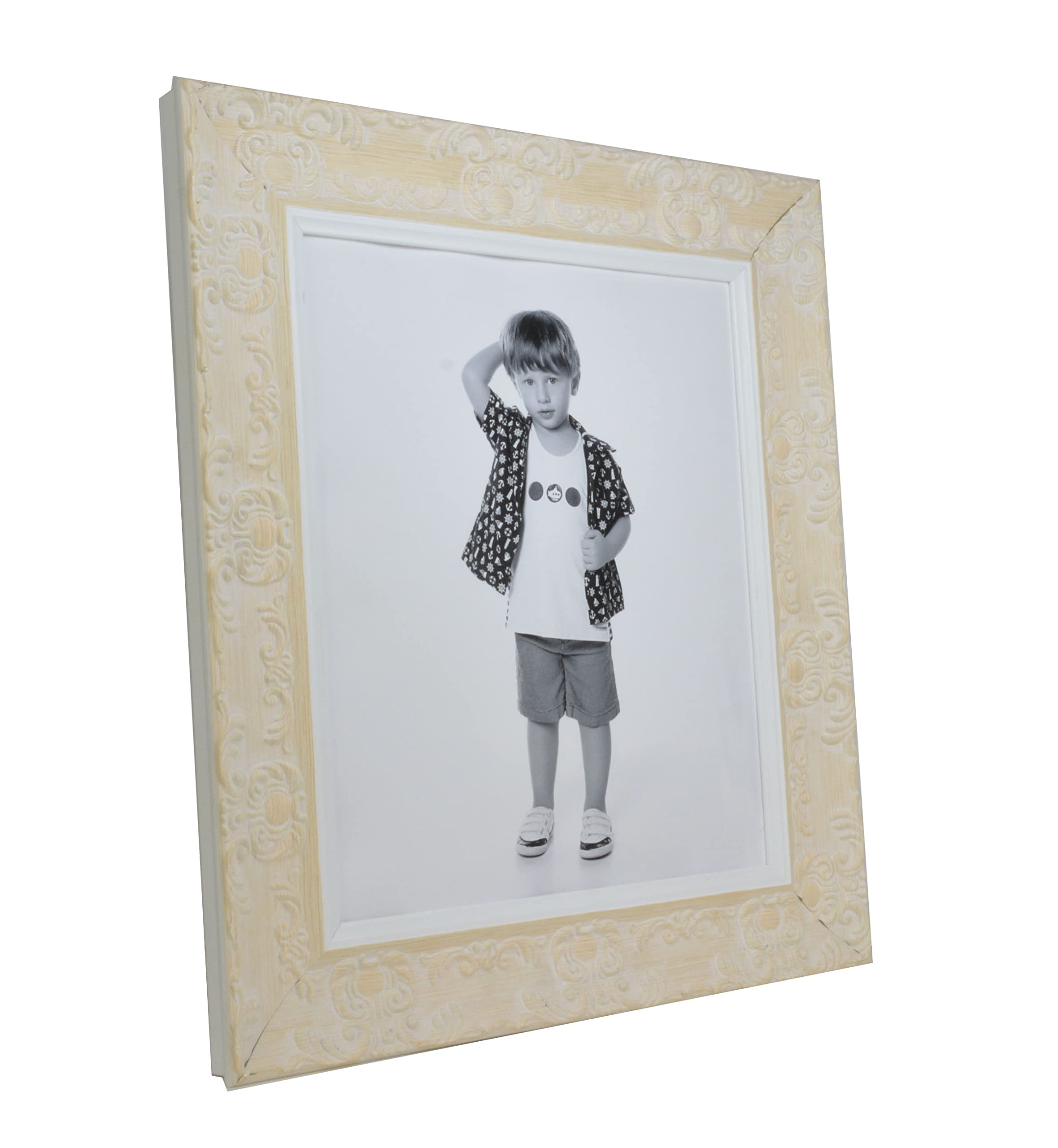 Boldon Framing Antique Cream Wide Ornate Shabby Chic Antique Swept Museum Style Muse Picture Photo Frame-16X12 Inch
