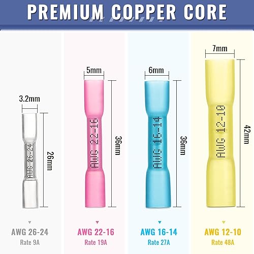 Miniatura 3 de Sopoby Herramienta de prensado para conectores termorretráctiles con 210 conectores termorretráctiles de grado marino de cobre rojo estañado,