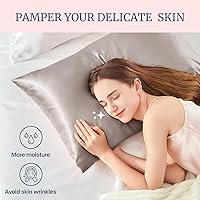Vista 3 de BEDELITE Funda de almohada de satén para cabello y piel, súper suave y refrescante similar a las fundas de almohada de seda, paquete de 2 con cierre
