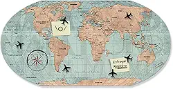 Painel Mapa Mundi Vintage 43x85cm, com ímãs, Mural Magnético, Quadro Metálico, para fixar Fotos, Recados - Geguton