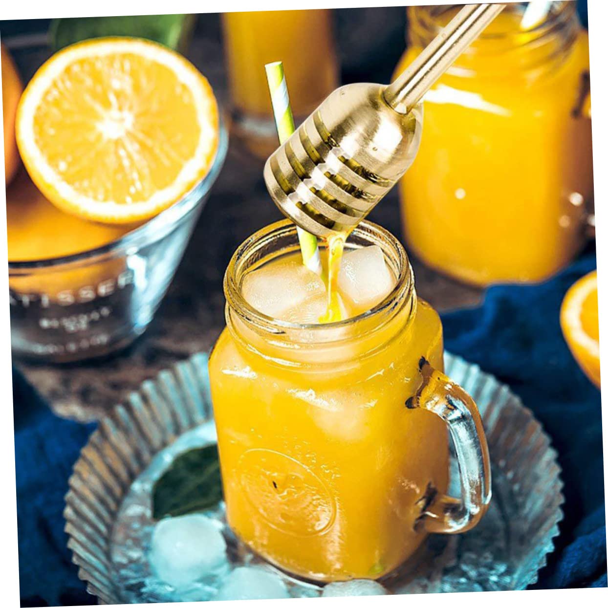 HOLIDYOYO Stainless Steel Honey Dipper Syrup Stick Honey Stirrer Stir Sticks for Cocktails Honey Dipper Spoon Honey Stick Syrup Stir Sticks Creative Stirrer for Dessert House Green re-usable