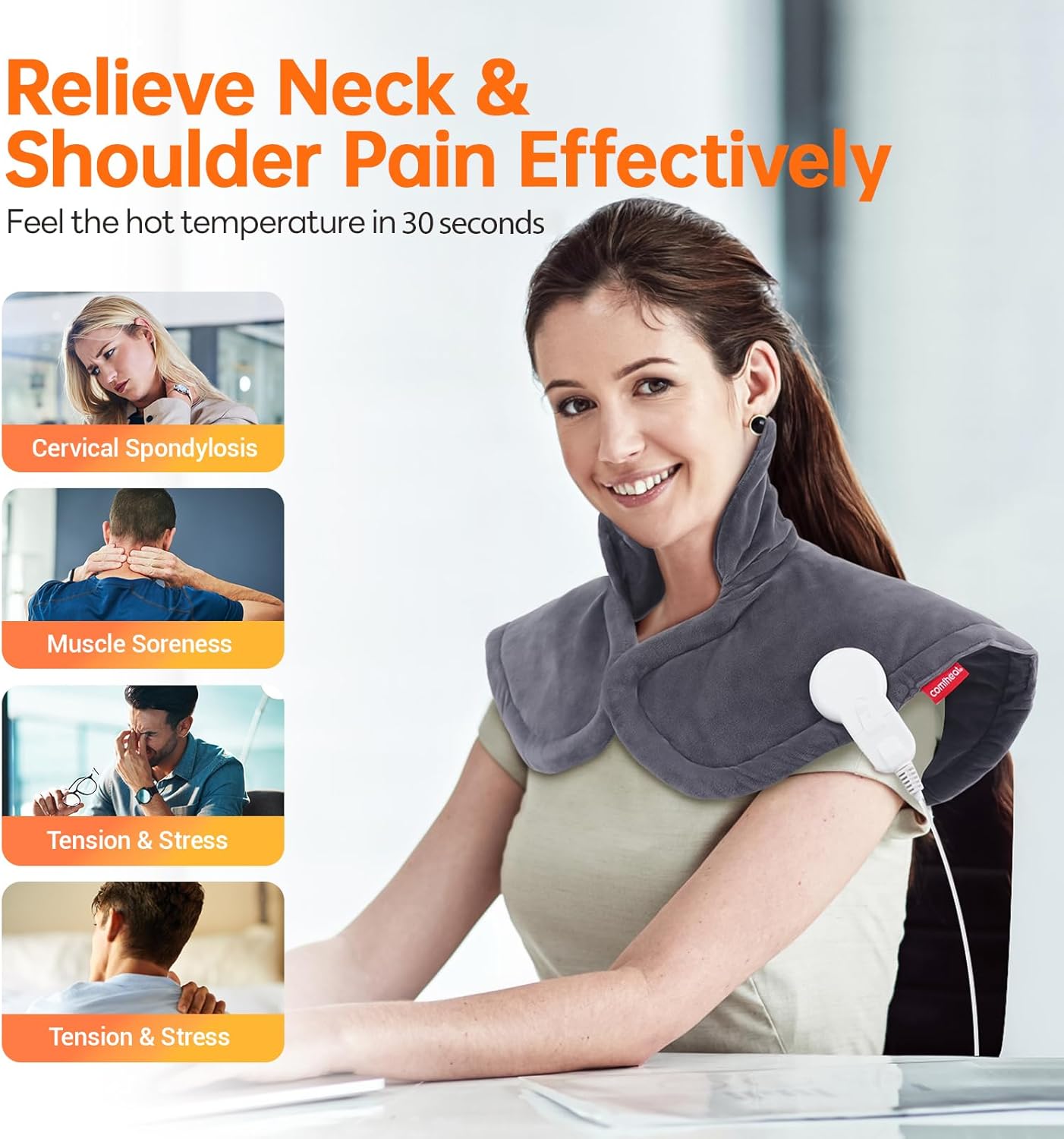 Comfheat Heating Pad for Neck and Shoulder Pain Relief, 2lb Weighted Electric Neck Heating Pad