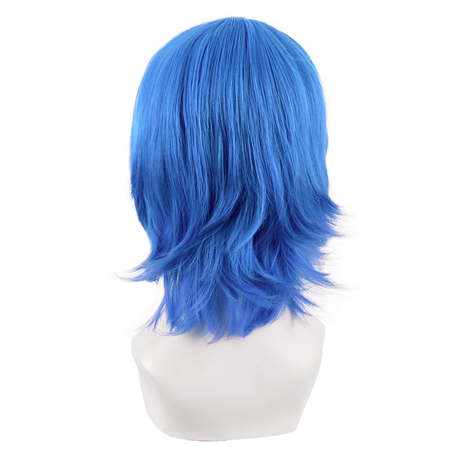 MapofBeauty 14 Inch/35 cm Short Cosplay Wolf Tail Synthetic Side Bangs Party Wig (Blue), 21.5 inches - Image 4
