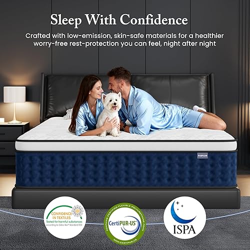 Miniatura 6 de Colchón híbrido King de 12 pulgadas en una caja con espuma viscoelástica de gel nueva versión, resortes helicoidales embolsados individuales,