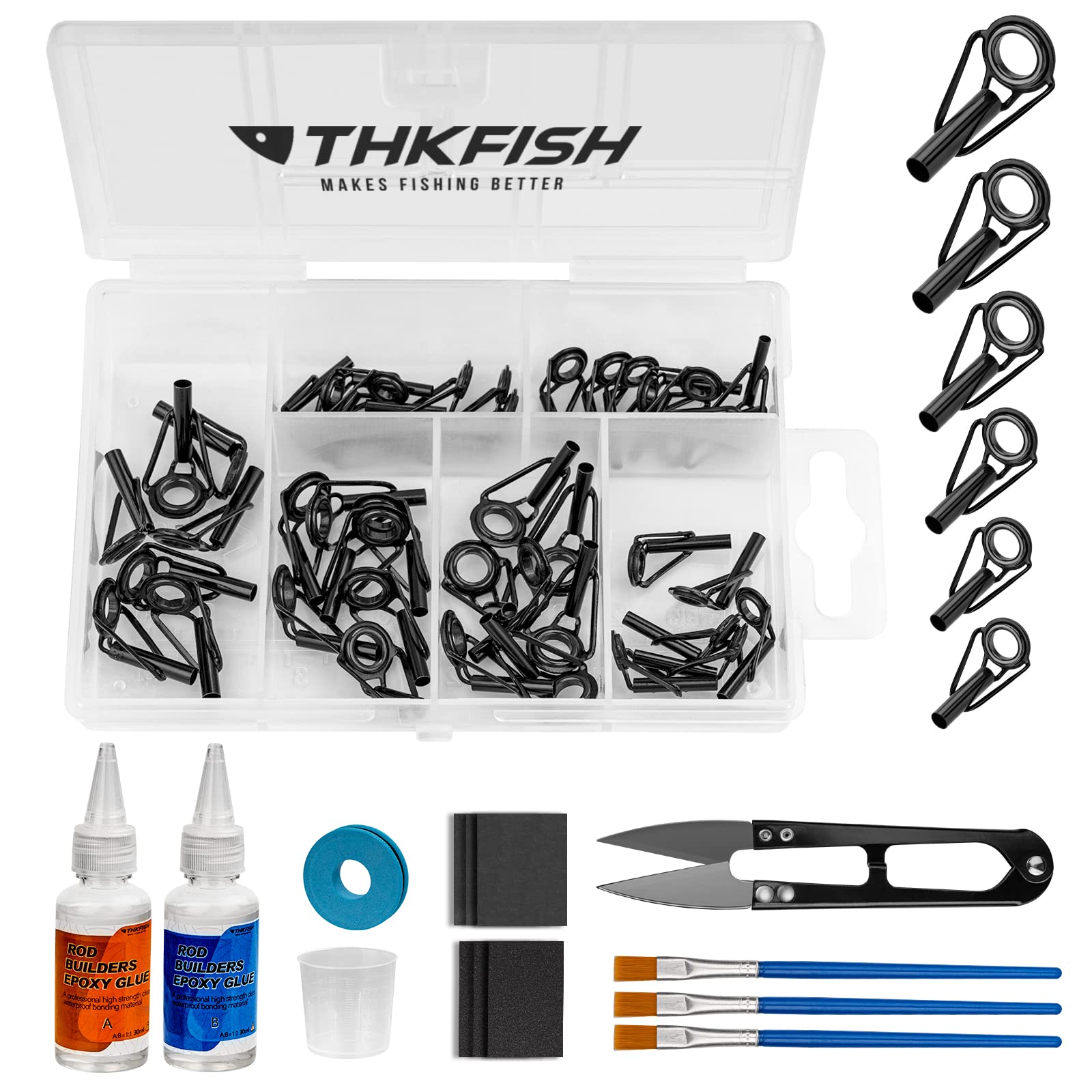 THKFISH Rod Tip Repair Kit with Glue Fishing Rod Repair Kit Pole Tip Replacement Complete