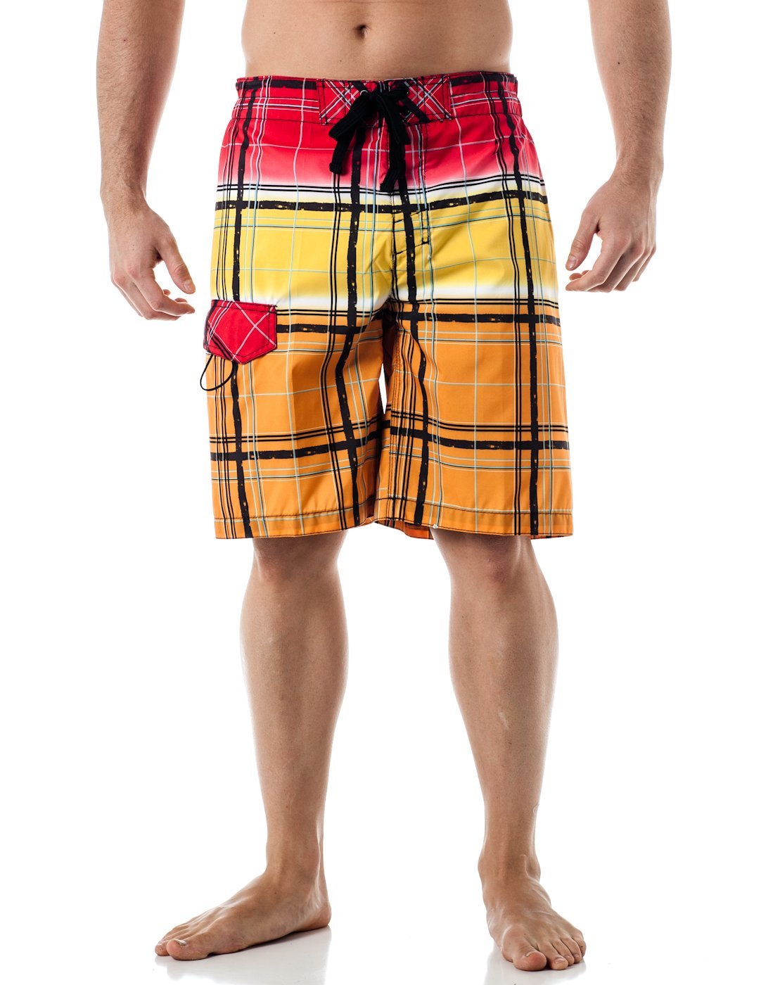 Alki'i Men's Hybrid 9.5" Inseam Boardshorts with Cargo Pocket - Colorful Plaid