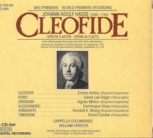 Miniatura 2 de Hasse - Cleofide Kirkby, Mellon, Wong, Ragin, Visse, Cordier, Cappella Coloniensis, Christie