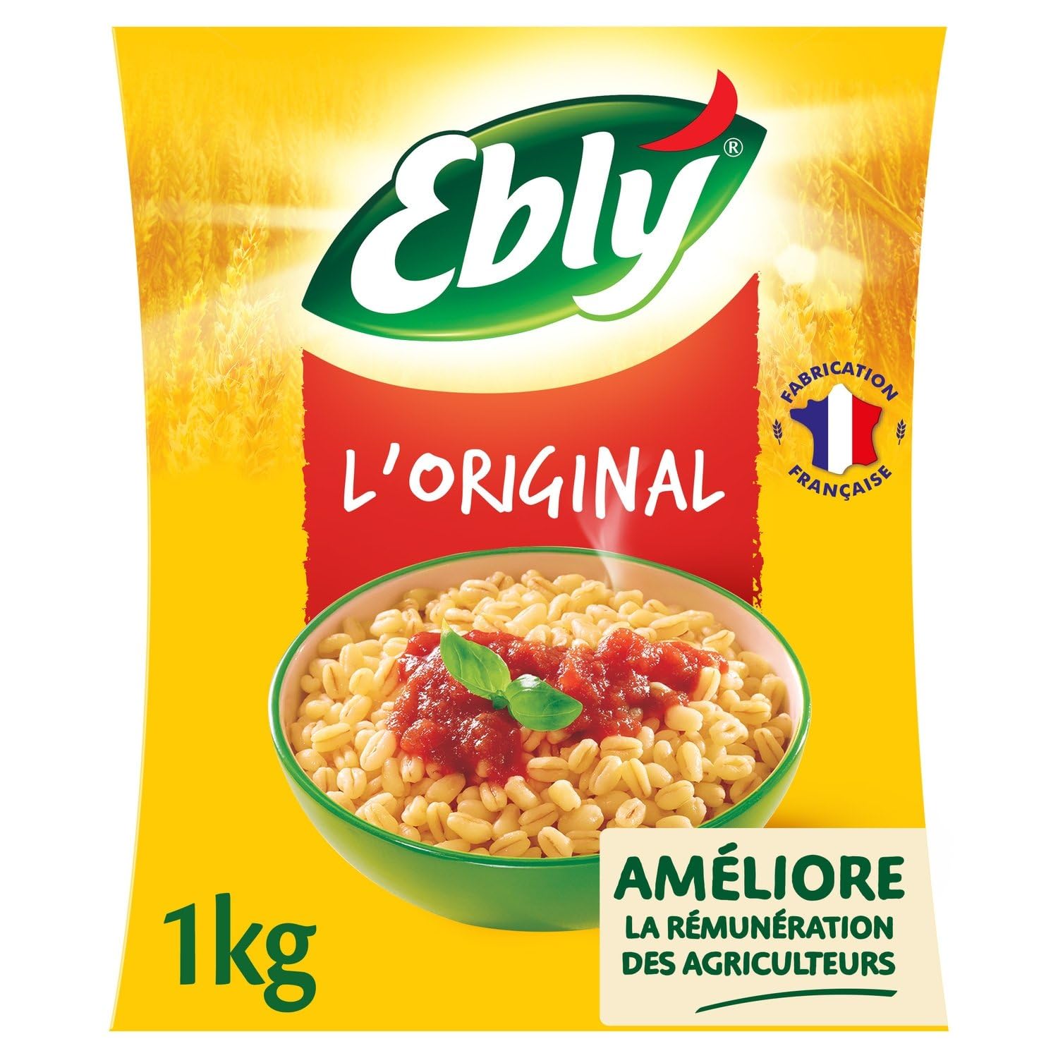 EBLY Blé Précuit à la Vapeur - Format 1 kg - Fabriqué en France - Céréale Gourmande pour Accompagnements et Salades - Origine Française - Lot de 3