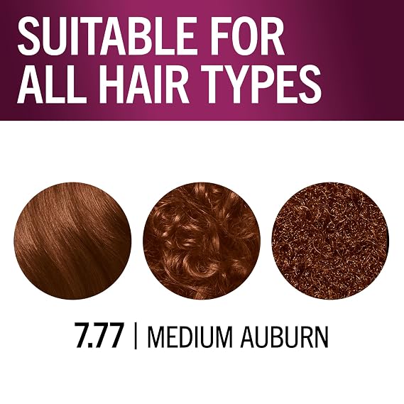 Schwarzkopf Keratin Color Permanent Hair Color, 7.7 Medium Auburn - Professional Quality Permanent Hair Dye, Up to 100% Gray Coverage - 1 Application