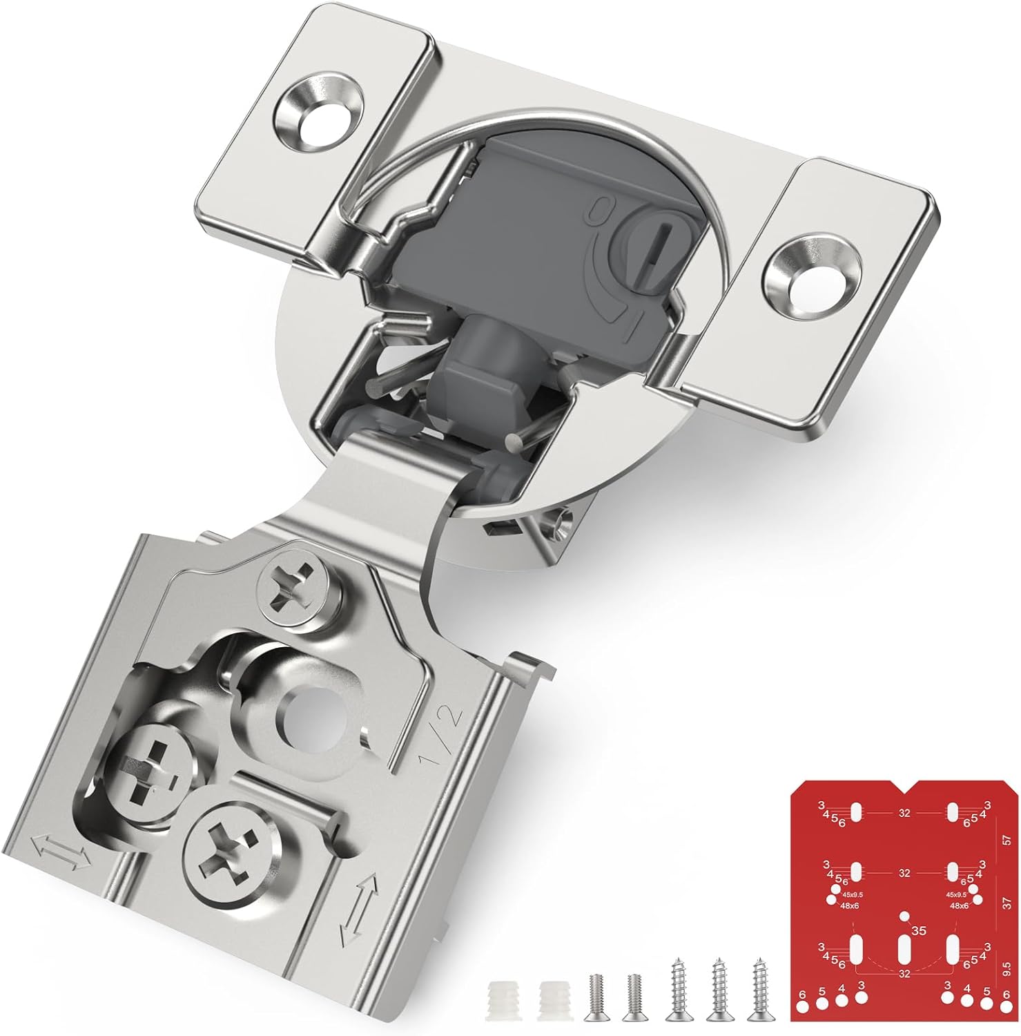 Chibery 60 Pack 1/2” Overlay 4D Soft Close Cabinet Hinges, Concealed Face Frame, Adjustable Closing Speed, 105° Opening Smooth Slow, Hidden Self Closing for Kitchen Corner, Cupboard (with Template)