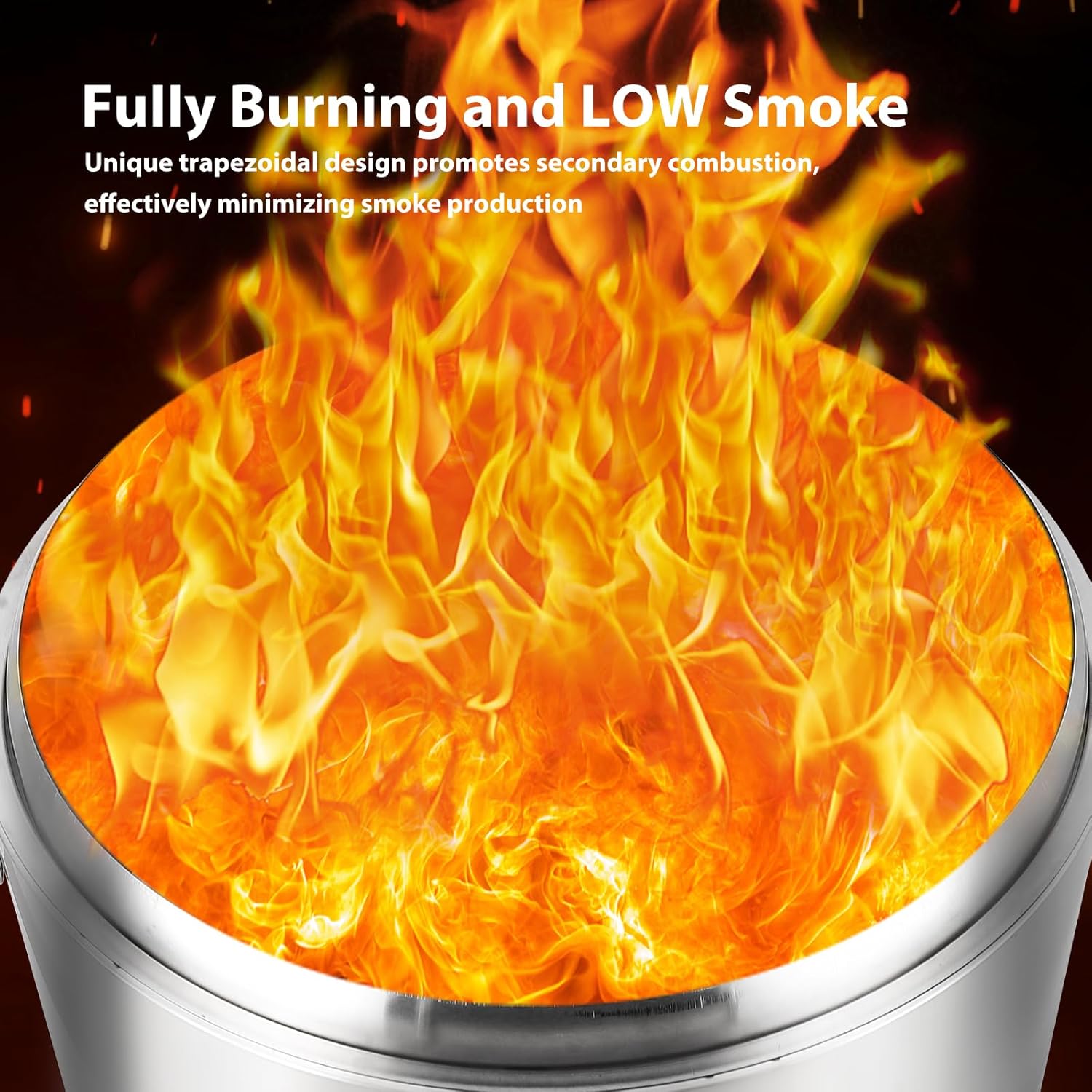 27" Smokeless Fire Pit, Wood Burning Portable Stainless Steel Outdoor Firepit, Ideal for Camping for Camping, Garden, Backyard