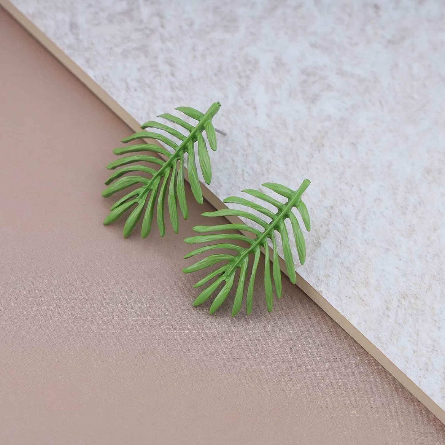 Boho Palm Leaf Earrings Green Leaf Stud Earrings Enamel Monstera Leaves Earrings Metal Leaf Dangle Earrings Jewelry for Women - Image 4