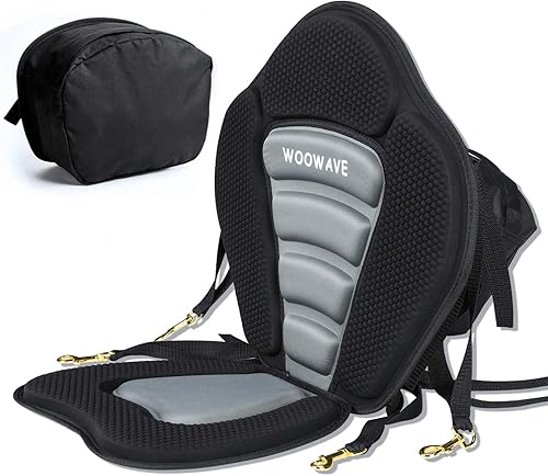 Miniatura 8 de WOOWAVE Asiento de kayak acolchado de lujo asiento ajustable de barco asiento de pesca acolchado asiento de pesca respaldo alto cómodo respaldo 1