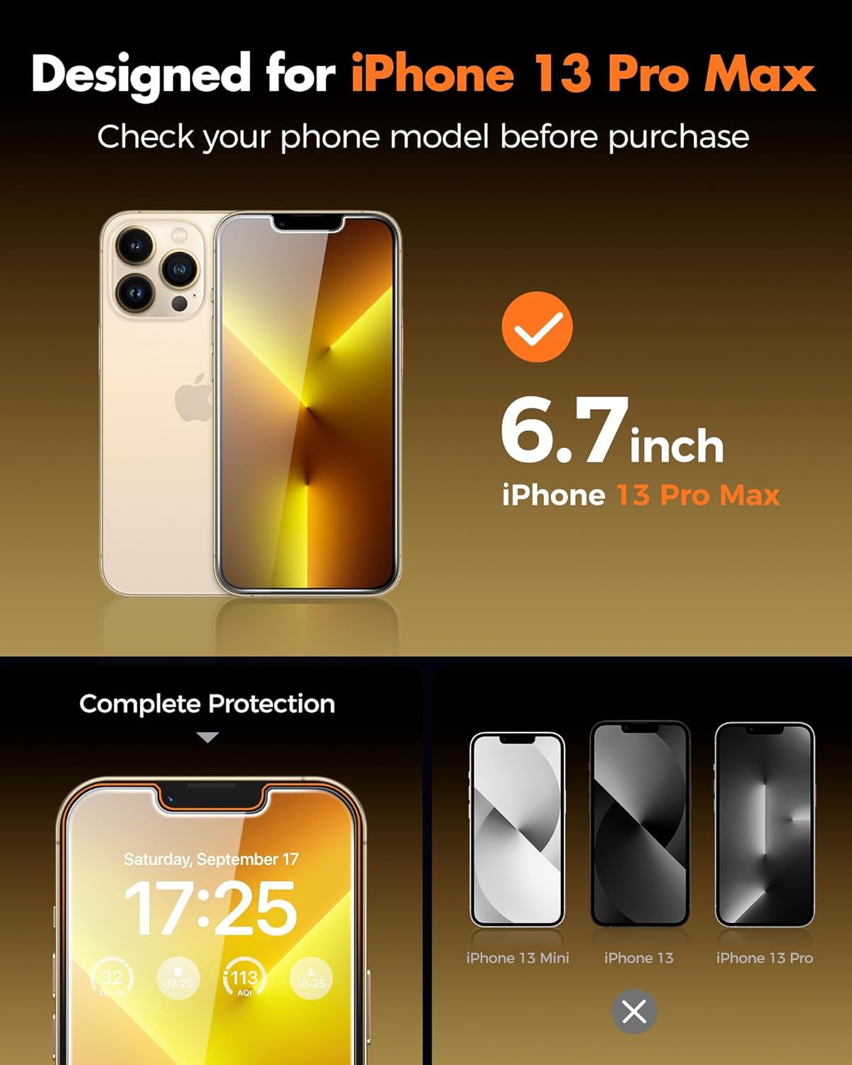 UNBREAKcable 4PCS Screen Protector for iPhone 13 Pro Max - 2 Privacy Tempered Glass+2 Clear Glass Double Shatterproof [Installation Frame] [9H Hardness] [Case Friendly] Anti-Scratch iPhone 6.7 inch