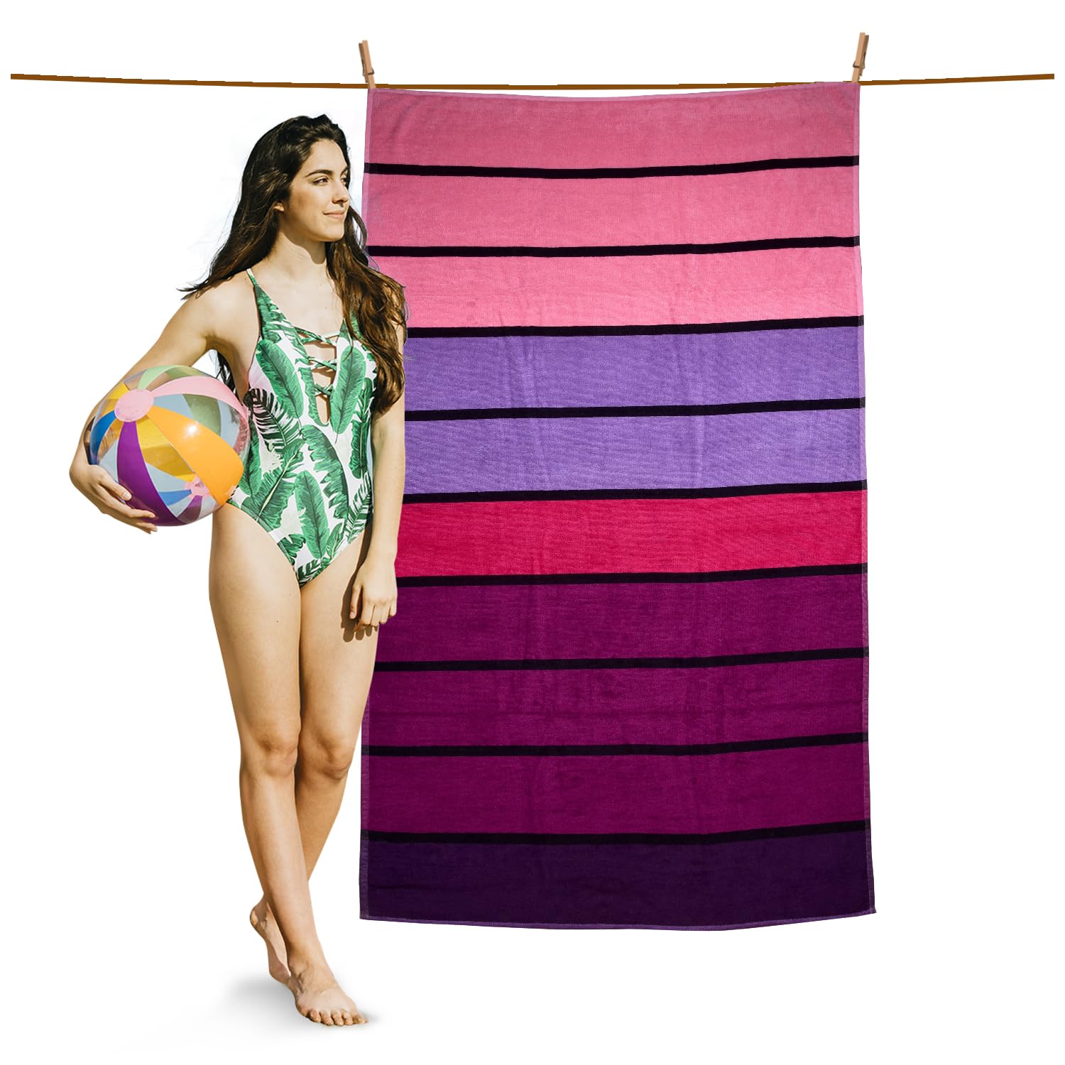 GC GAVENO CAVAILIA 1 Pk Striped 500 GSM Beach Towels Large, 100X180cm
