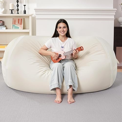 Miniatura 301 de HABUTWAY Puf gigante de 2 pies para adultos, con relleno de espuma viscoelástica, puf grande con funda de terciopelo holandés extraíble para sala de