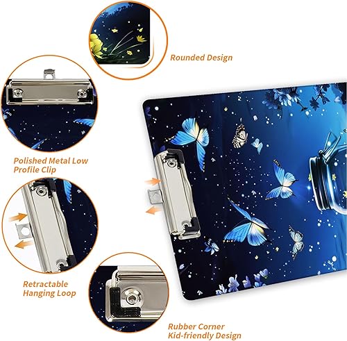 Vista 32 de Portapapeles con estampado de leopardo negro con soporte para bolígrafo, tamaño carta A4, lindo portapapeles de plástico con clip de perfil bajo