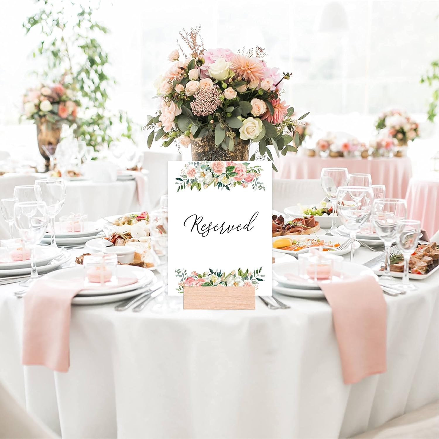Andaz Press Peach Coral Floral Garden Wedding Signs Bundle 30 Set for Ceremony, Reception Decor Signage Includes Cards and Gifts, Reserved, Mr. & Mrs., Memorial, Guestbook, Favors Signs, 8.5 x 11"