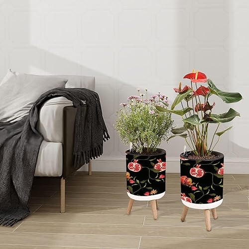 Miniatura 3 de Maceta con patrón de soporte de granada y frutas negras para cosméticos, spa, maceta bohemia con patas de pie, macetas de riego automático de 8.7