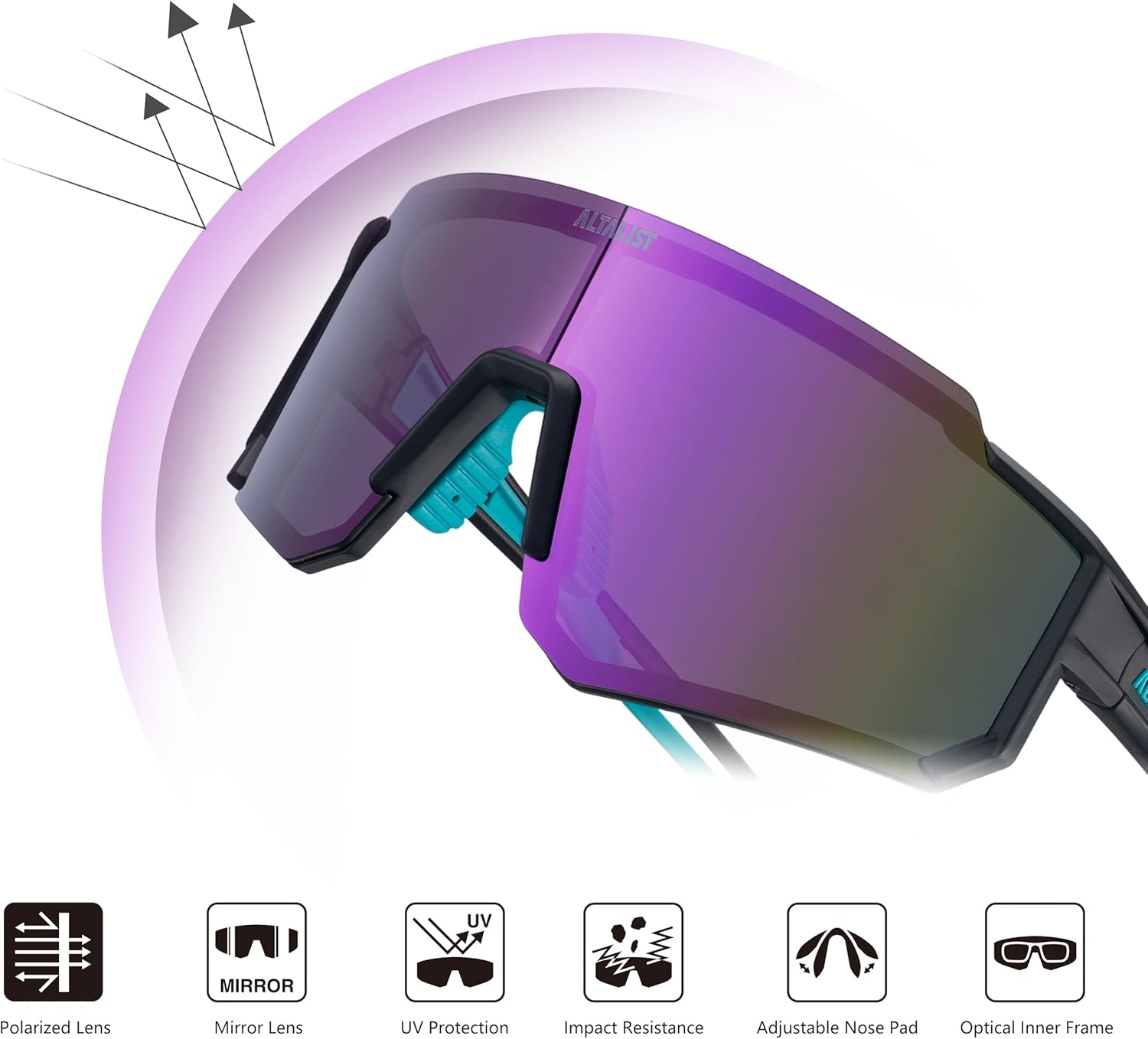 Cycling Glasses, UV400 Protection Sports Sunglasses Eyewear Baseball Running Fishing for Men Women Youth - Image 2