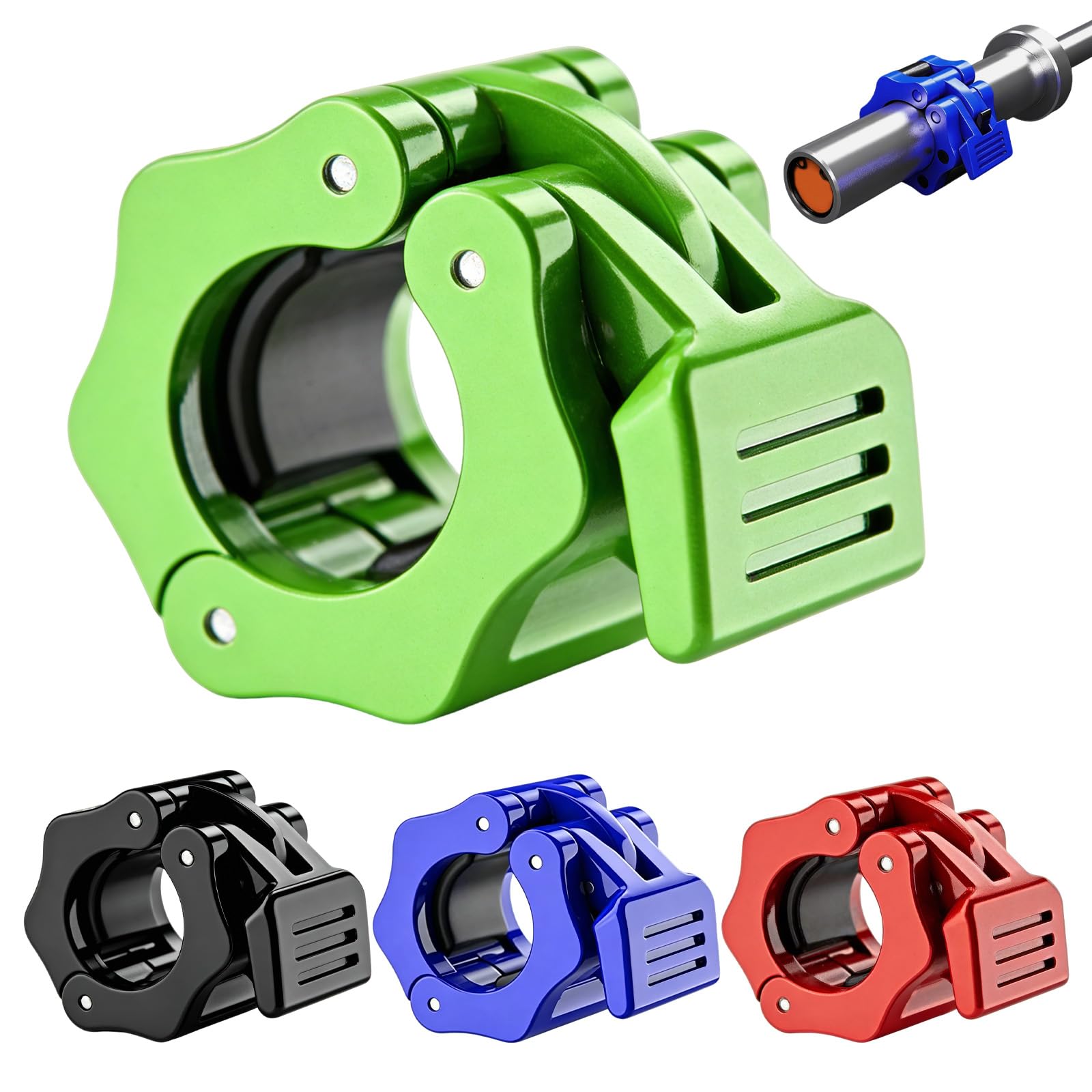 4 Pcs Barbell Clamps, 30 mm Ol ympic Barbell Clips, Bar Collars Olympic Dumbbell Collars for Workout Weightlifting Powerlifting Fitness Training Supplies (4 Colors)