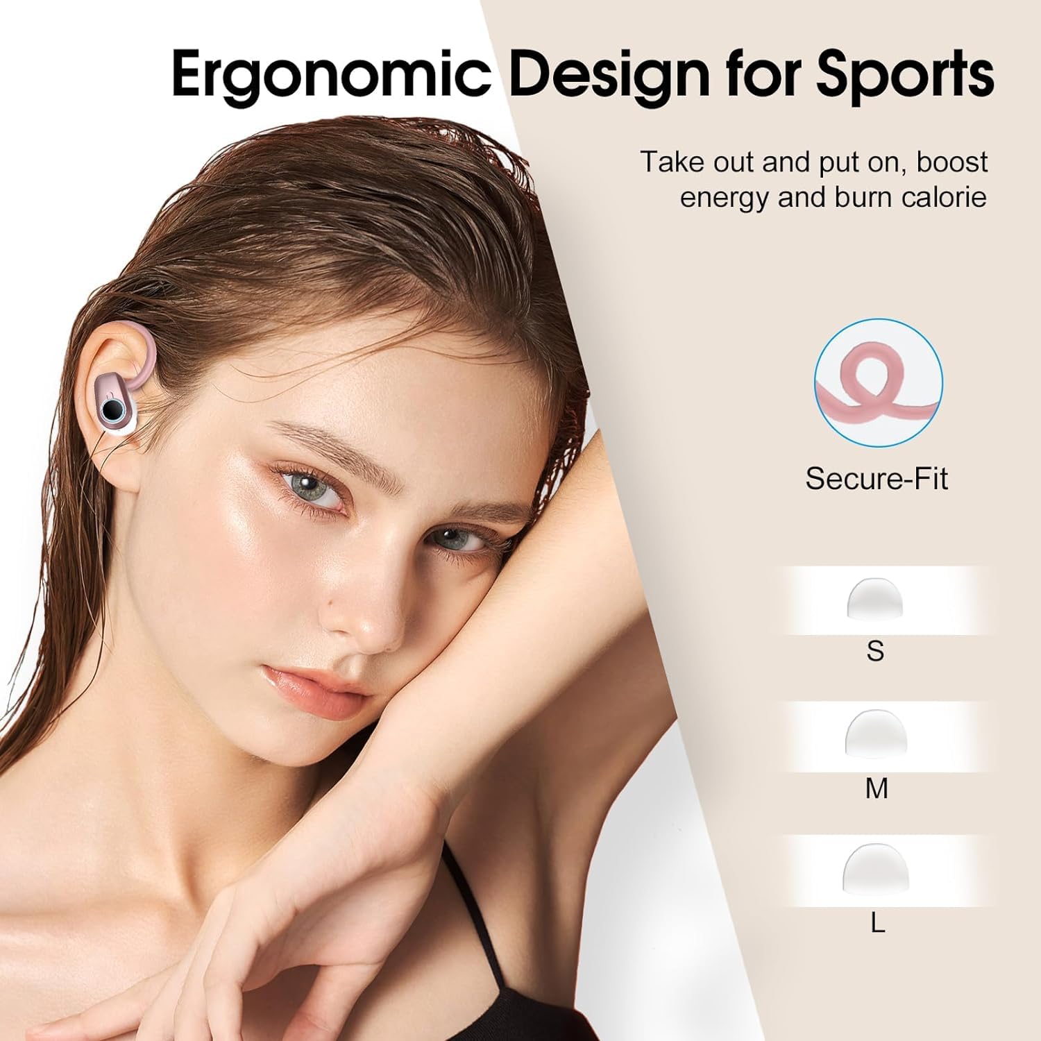 Poounur Cuffie Bluetooth sportive, senza fili, Bluetooth 5.3, con 4 microfoni, LED Earbuds, 50 ore di bassi profondi, impermeabili IP7, per lavoro, studio, sport