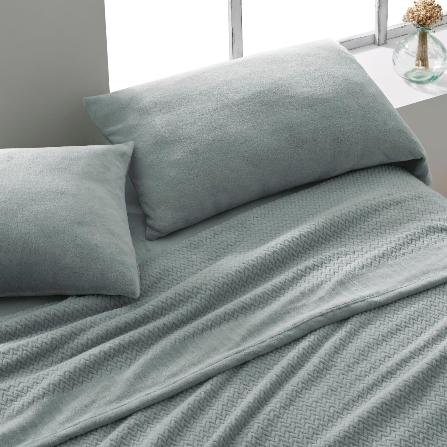Burrito Blanco | Sábanas de Coralina | Cama de 150 a 160cm. (+Medidas Disponibles) | Diseño 999 | Color Laurel (150-160x190/200cm.)