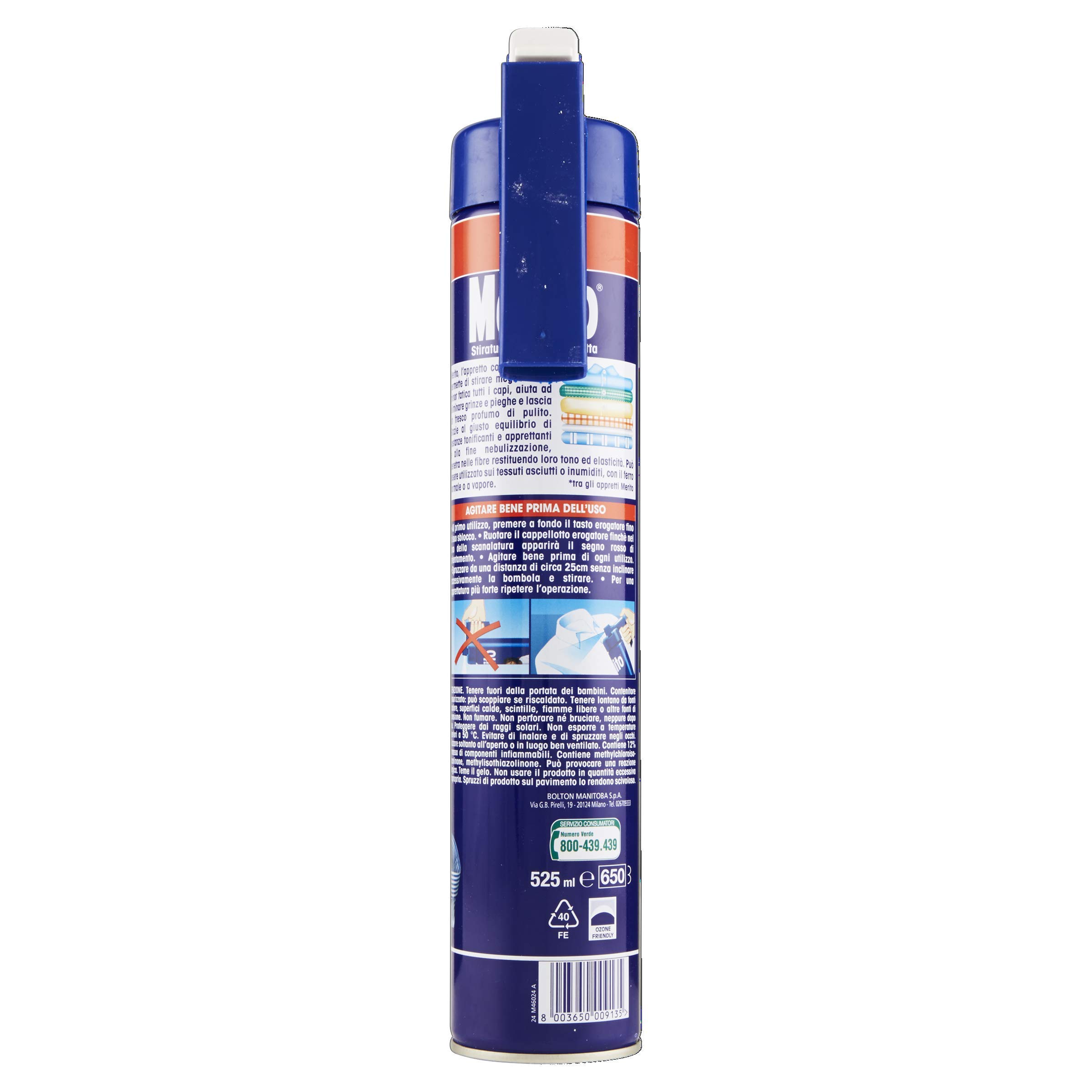 Merito Appretto Spray, Stiratura Facile e Veloce, Elimina le Pieghe e Profuma, 525 ml x 12 Pezzi