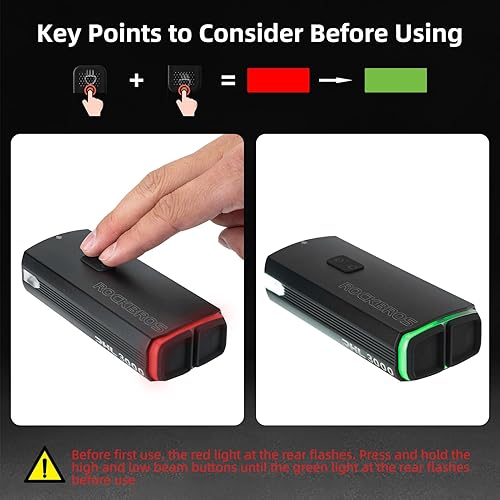 Miniatura 2 de ROCKBROS Luces de bicicleta de 10000 mAh USB-C recargables para bicicleta para conducción nocturna, 3000 lúmenes, luces brillantes para bicicleta,