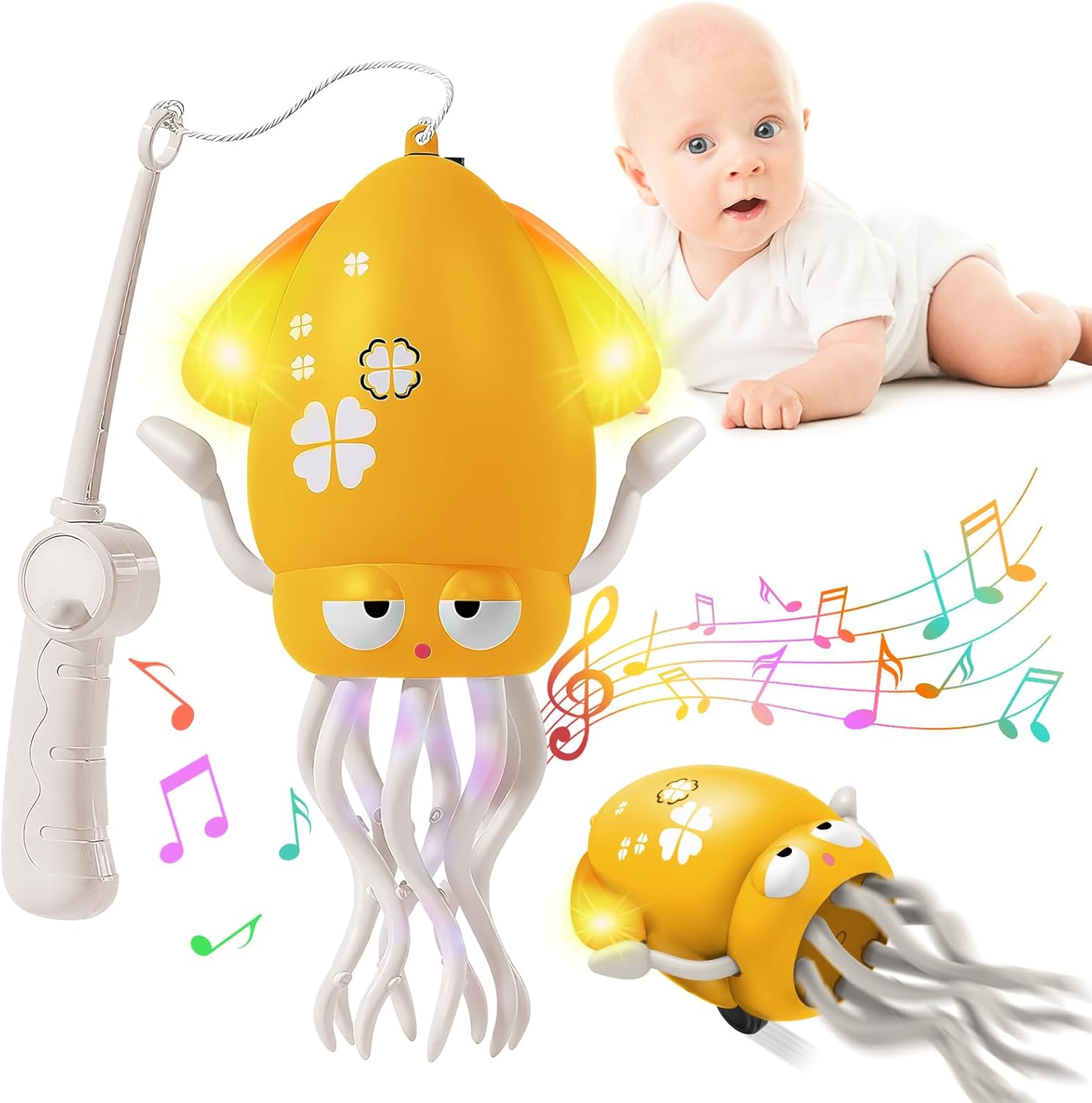 Crawling Crab Baby Toy - Tummy Time Toys - with Music and LED Light,Built-in Rechargeable Battery for 0-6 6-12 12-18 36 Months Walking Toddler Birthday Gift(Blue)