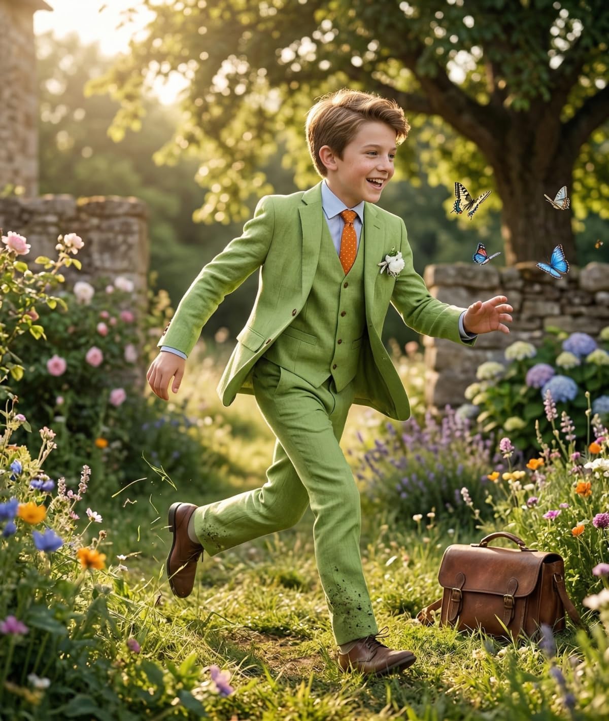 Boys Linen Suits Formal 3 Piece Beach Wedding Suits for Boy with Jacket Vest Pant Set Kids Dinner Party Tuxedo