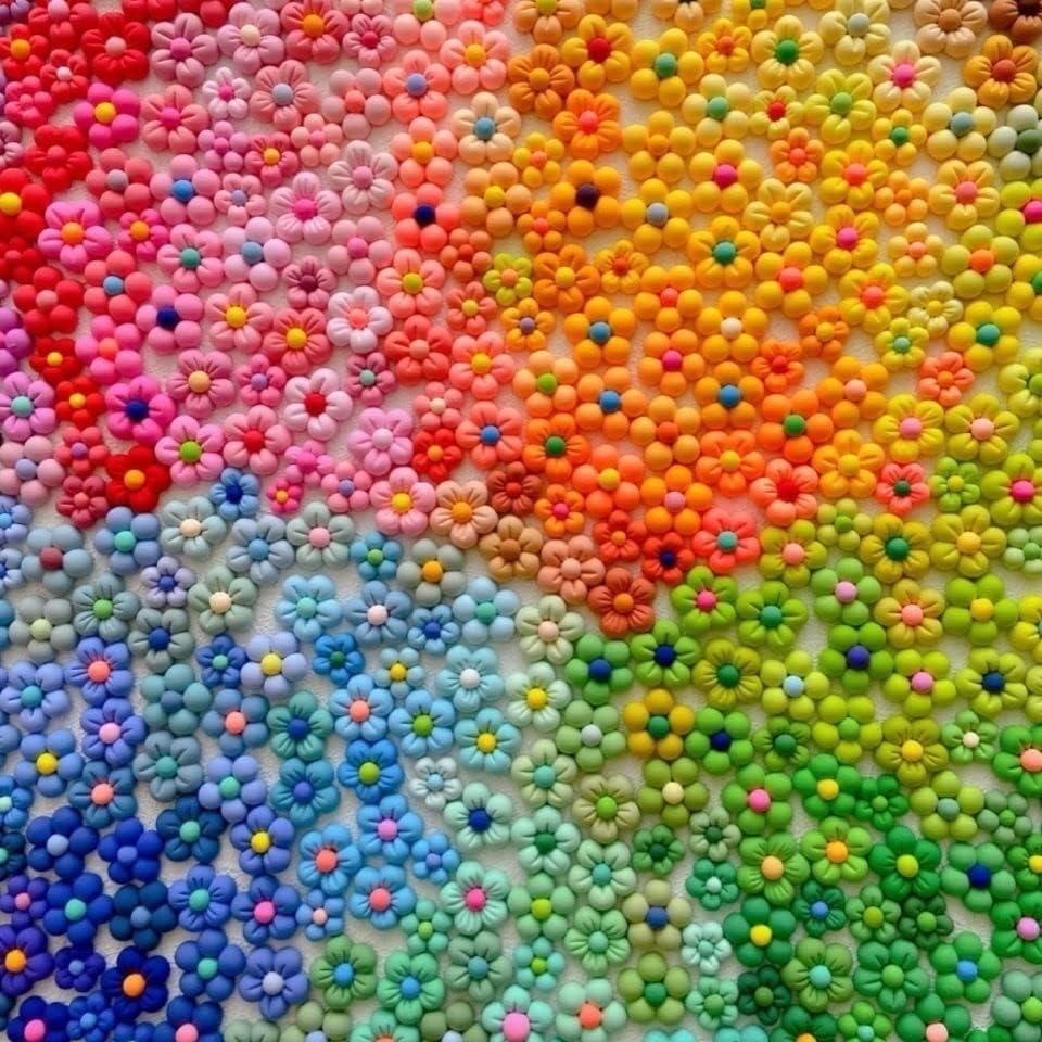 Miniatura 2 de Yuxuanish 30 flores de arcilla acabadas para bricolaje, 1.18 a 1.2 pulgadas, flores de arcilla con acabado hecho a mano para marco de espejo,