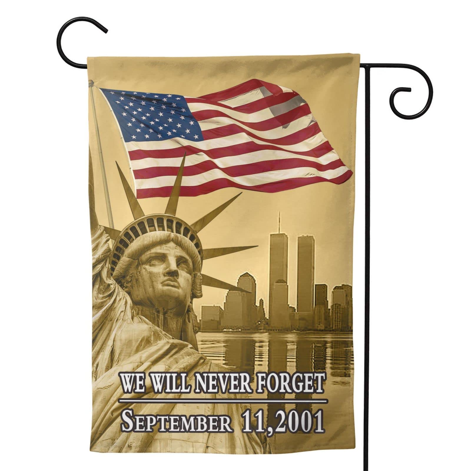 We Will Never Forget 9-11 flaga ogrodowa 60 cm x 100 cm dwustronna trwała odporna na blaknięcie flaga na zewnątrz podwórko ganek trawnik dekoracja domu flaga banery