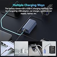 Vista 6 de SMALLRIG Batería USB-C de repuesto de 3500 mAh para Sony NP-F550, 3H completamente cargada, fuente de alimentación para luces LED, monitores, Azul