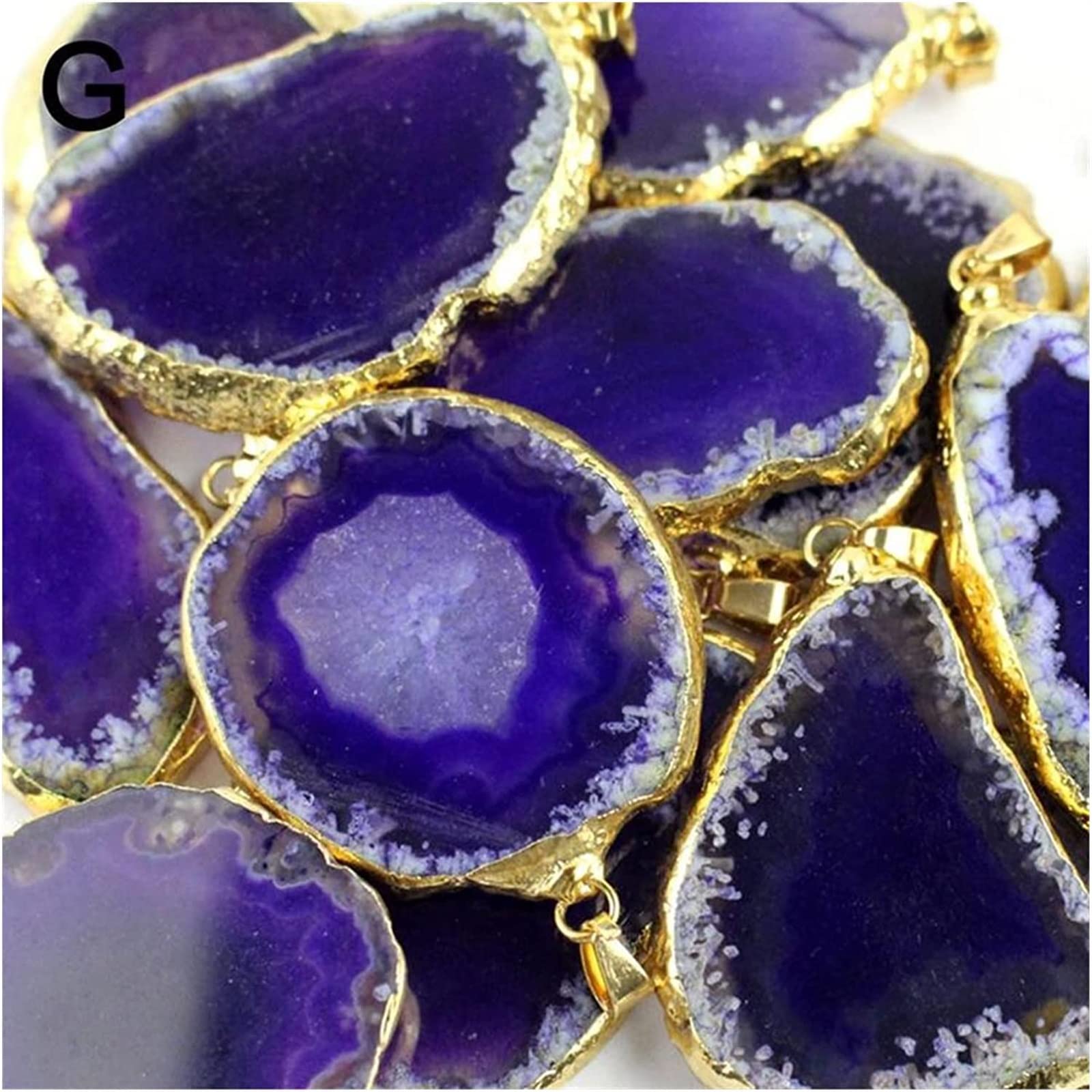 Minerals Stones 1 Piece Achate Jade Slice Natural Colorful Rough Stone Trailer DIY. Jewelry Gift Necklace Sweater Chain Pendant Wind Crystal Stones Decoration Natural Stone Reiki Crystals ( Size : G )