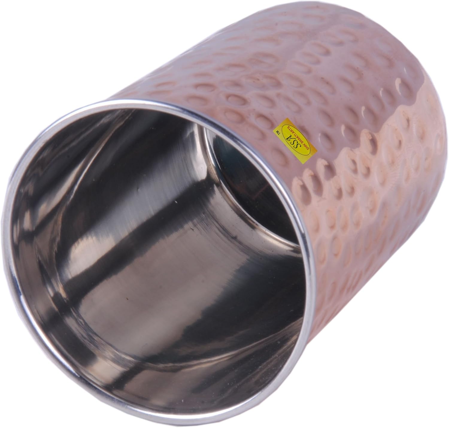 SHIV SHAKTI ARTS Handmade Steel Copper Hammered Glass Set Of 5