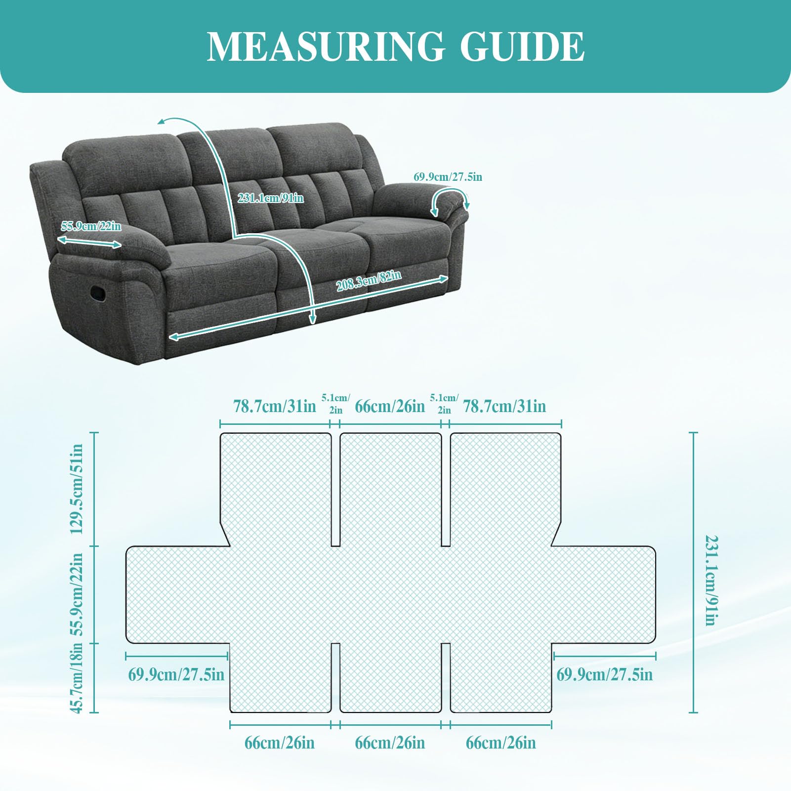 Funda para Sofá Reclinable Impermeable 1/2/3 Plazas, Cubresofás Antideslizantes con Bolsillo, Protector Lavable para Muebles Reclinables Ideal para Perros, Niños (Gris,3 Plazas)