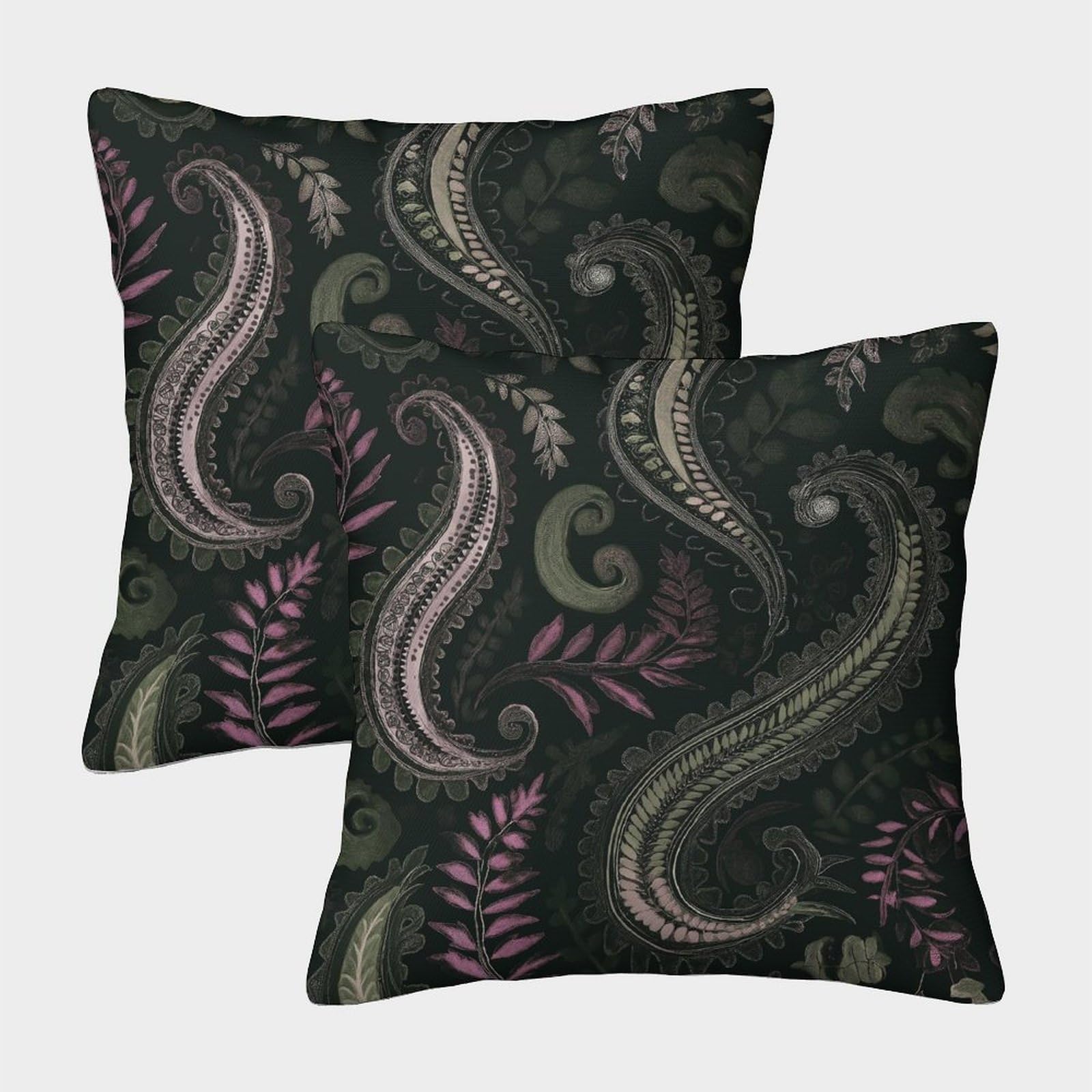 kaiyun 2 Pack 45x45cm Pillow Cases,Paisley Pattern,Elegant Autumn Feel Decorative 3D Printed Cushion Cover,sofa Bed Decorative Cushions