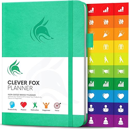 Clever Fox Planificador semanal y mensual sin fecha para aumentar la productividad, gestión del tiempo y alcanzar tus objetivos, organizador, diario