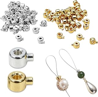 80 PCS Gold Silver Round Crimp Beads for Jewelry Making – Brass Metal Crimping Beads & Spacer Beads for Necklace Bracelet Earring DIY Beading Supplies