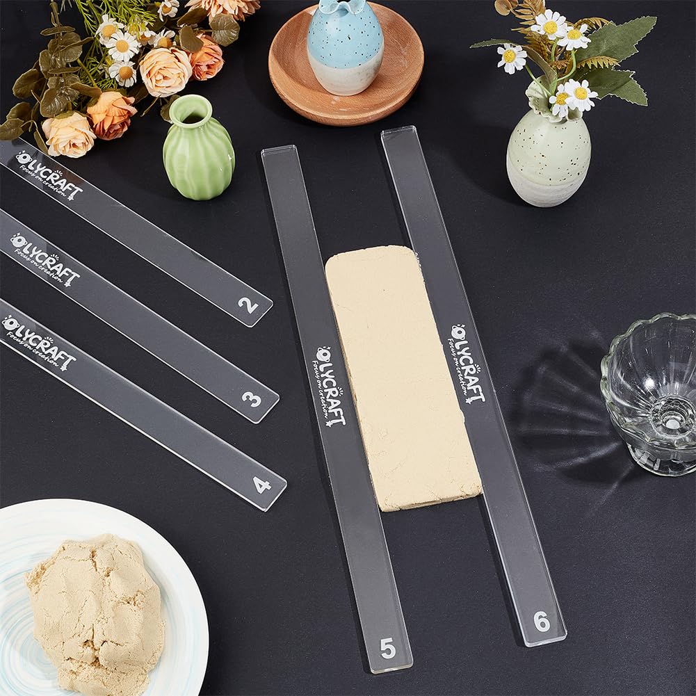5 Paires De Guides D'Épaisseur Pour Rouleau à Pâtisserie - 2/3/4/5/6 Mm - Pour Argile Polymère, Pâte à Modeler