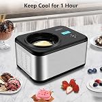 KUMIO 1.6-Quart Ice Cream Maker with Compressor, No Pre-Freezing, 4 Modes Ice Cream Maker Machine with LCD Display, Timer, Automatic Gelato & Yogurt Machine, Stainless Steel