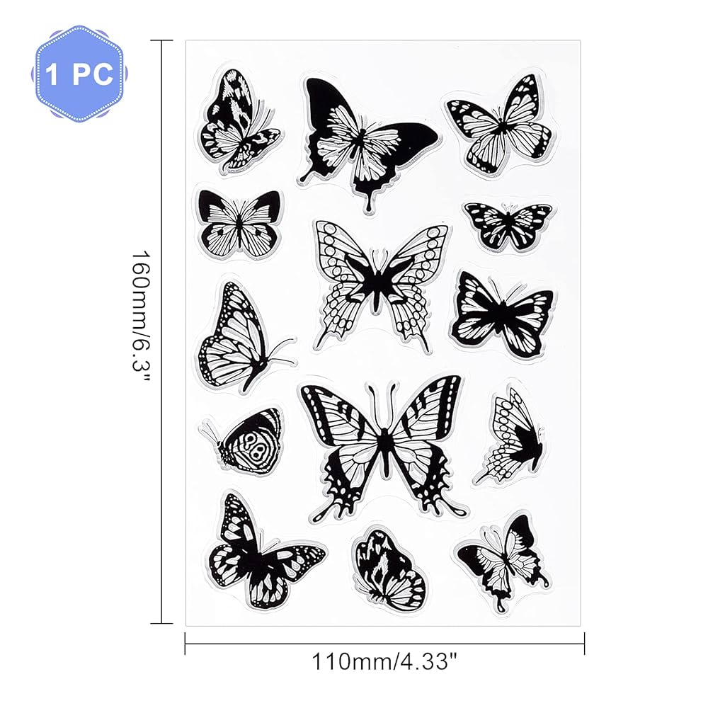 Globleland Stamps And Dies GLOBLELAND Daisy Bookmark Clear Stamps For Card Making Spring Flowers Bookmark Butterfly Silicone Clear Stamps Seal For DIY Scrapbooking Embossing Photo Album Decor Clear Rubber Stamps