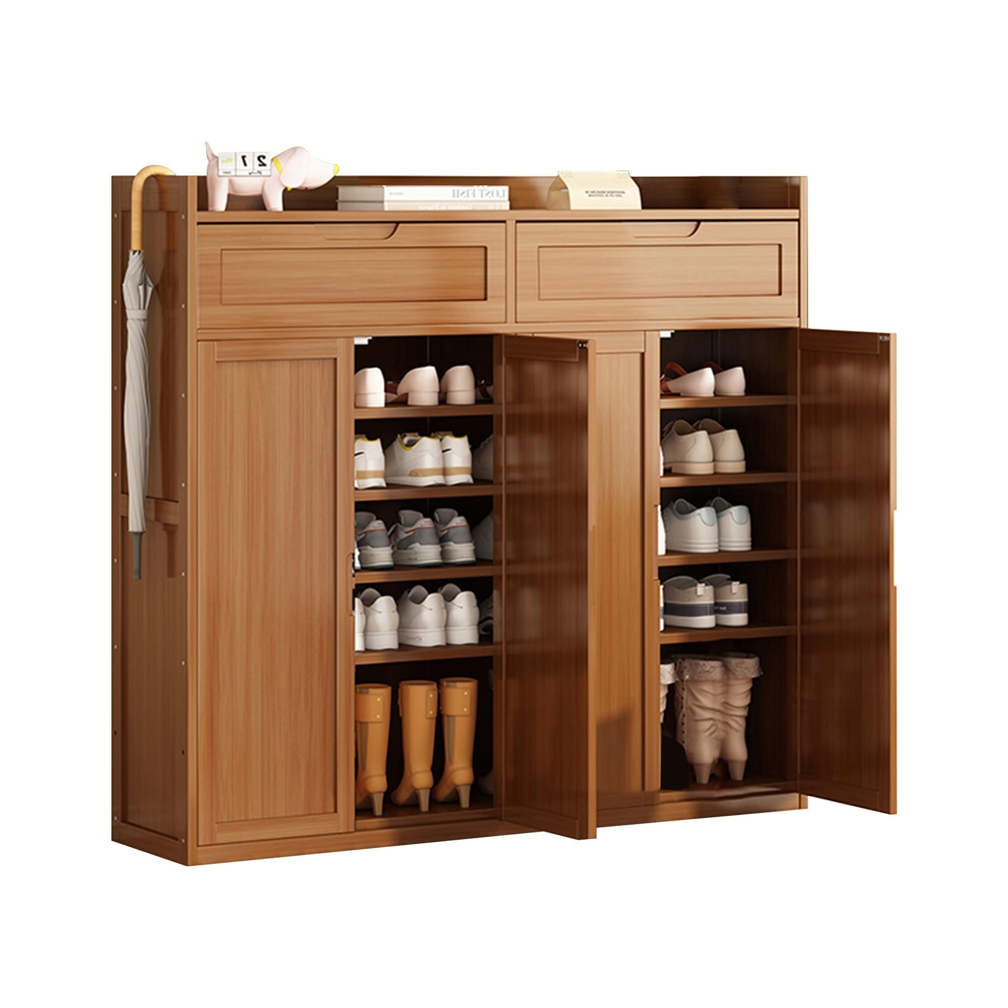 Organisateur d'armoire à chaussures moderne en bois à volets pour l'entrée et la chambre