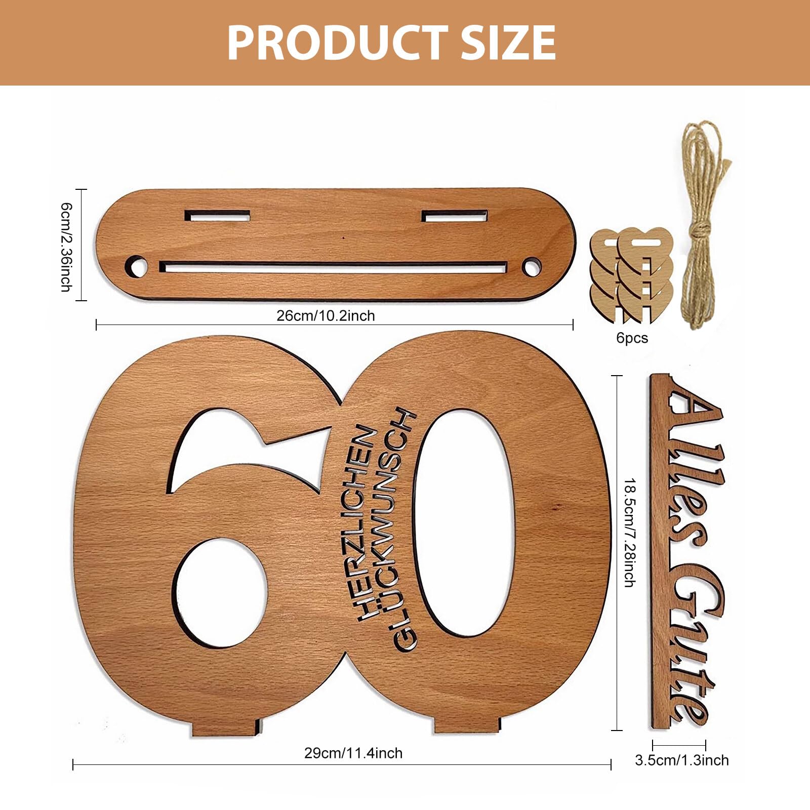 Plaque En Bois Avec Livre D'Or 60 Ans, 60E Anniversaire, Anniversaire