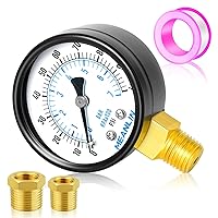 Vista 1 de MEANLIN MEASURE 0-100Psi 2" DIAL FACE 1/4" NPT Well Pump Pressure Gauge, with 1/2" NPT and 3/8" NPT Hex Bushing, 3-2-3% Accuracy, Lower Mount