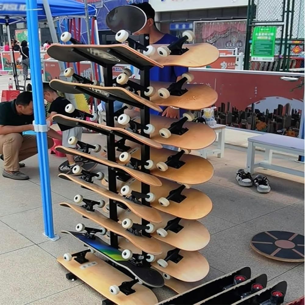 Heavy-Duty Metal Ski Storage Rack – Freestanding 7-Pair Steel Holder, Floor Display Stand for Garage/Shop & Home Gym Organization